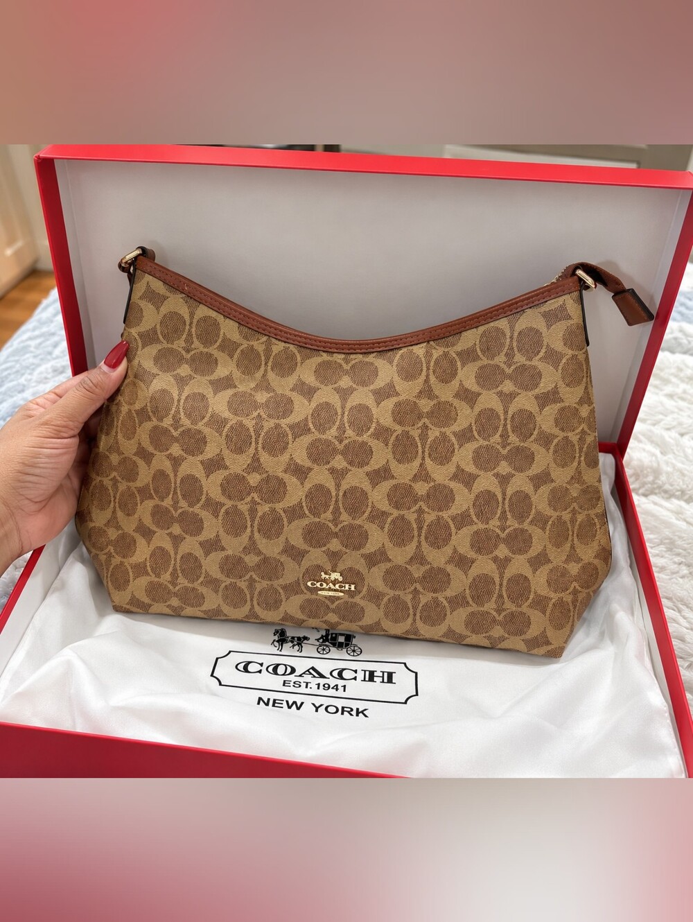 Coach Signature Canvas Shoulder Bag in Brown